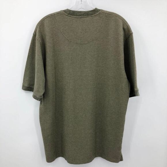 Timberland Men's Waffle Knit Shirt M Green Short Sleeve Crew Neck Cotton Y2K - Picture 6 of 10